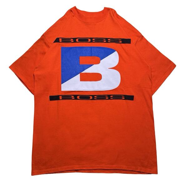 Vintage 1990s Boss By I.G. Design Spell Out Graphic Baggy Orange T-Shirt 2XL - Picture 1 of 6